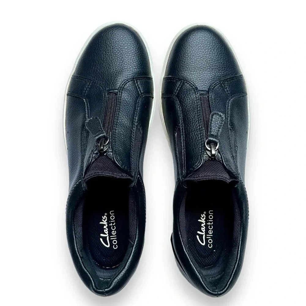 Clarks Layton Rae Black Leather Sneakers